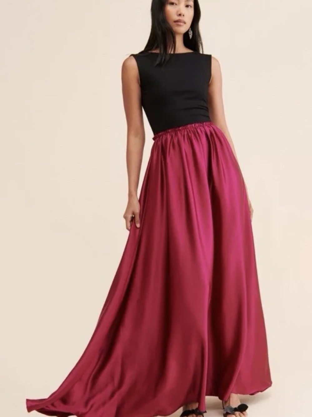 Ripley Rader Ashley Satin Dress with a vibrant magenta skirt size 3